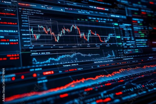 Stock Market Charts Display on Computer Screen
