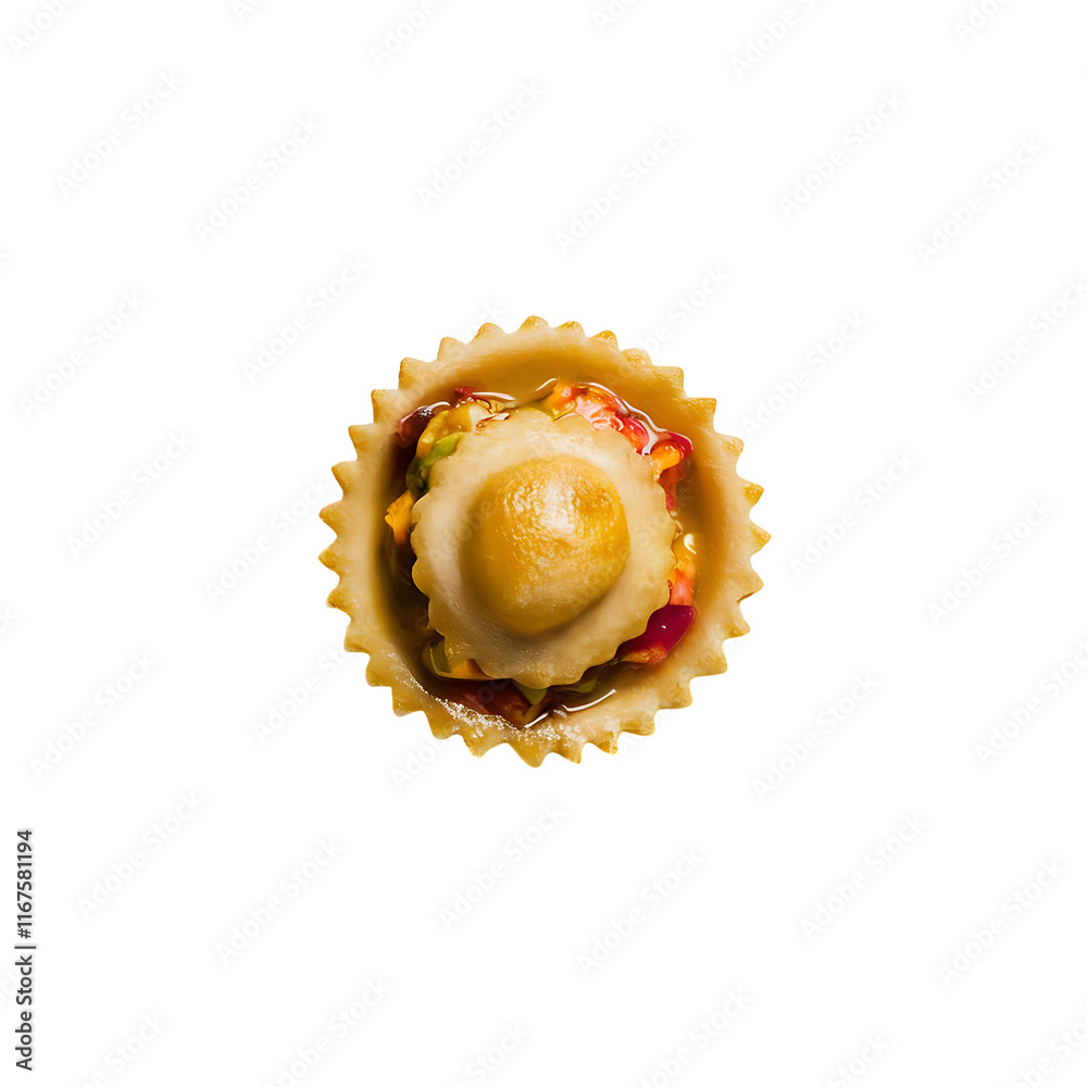 Miniature Savory Tart, sea urchin on white background Miniature Savory Tart, sea urchin on white background