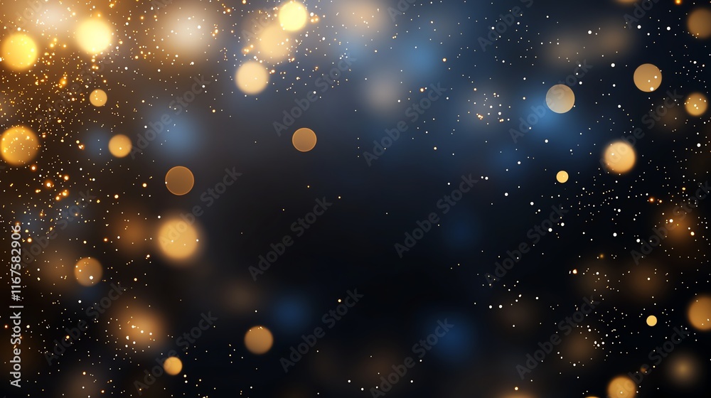 Elegant abstract bokeh background with shimmering golden and blue lights creating a magical and festive atmosphere, perfect for holiday and celebration designs. Elegant abstract bokeh background with shimmering golden and blue lights creating a magical and festive atmosphere, perfect for holiday and celebration designs.