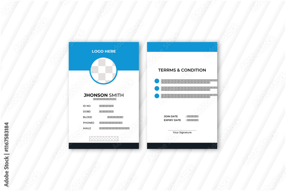 Obraz premium Modern ID card design template. Corporate identity card design. Professional employee id card. Vector