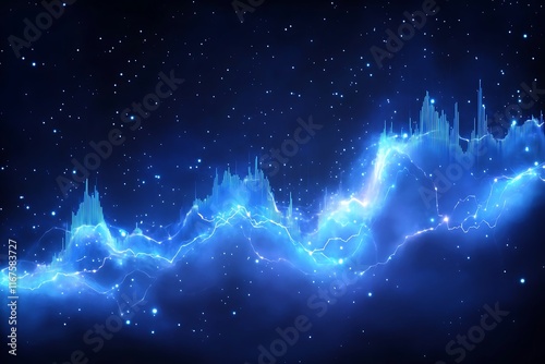 Glowing Cosmic Wave Chart Background