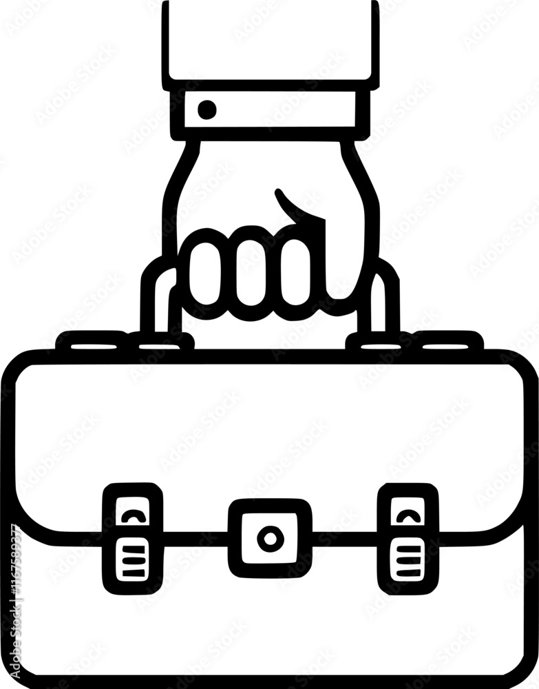 Hand with briefcase line icon. linear style sign for mobile concept sign, symbol, vector, art Hand with briefcase line icon. linear style sign for mobile concept sign, symbol, vector, art