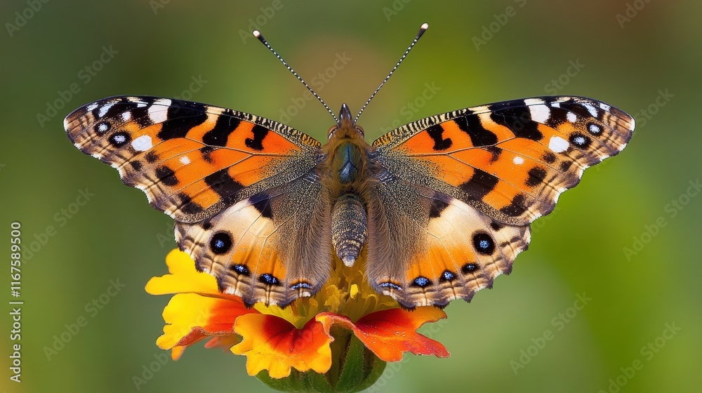 Vibrant Butterfly Resting on Bright Flower Vibrant Butterfly Resting on Bright Flower