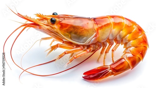 Wallpaper Mural The image showcases a realistic shrimp, showcasing its vibrant orange color, detailed texture, and glossy shell, showcasing its culinary presentation and fresh catch as a gourmet ingredient. Torontodigital.ca
