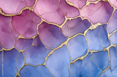 Abstract alcohol ink artwork with vibrant blue and purple tones blending seamlessly, intricate patterns reminiscent of a night sky, golden accents adding depth and a dreamy quality