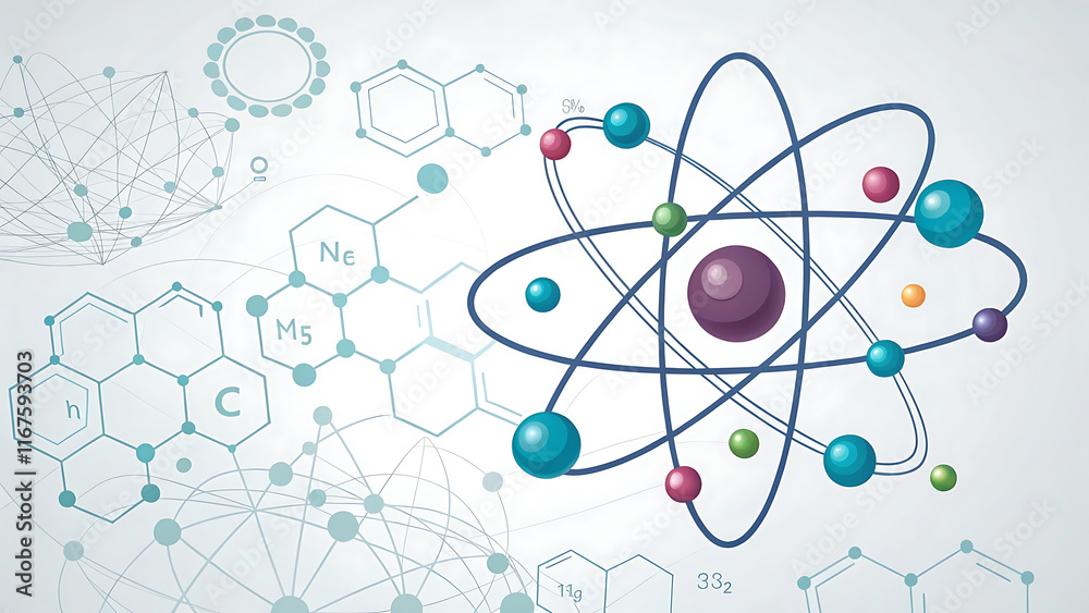 Molecule Atom Model Abstract structure science and medical concept Molecule Atom Model Abstract structure science and medical concept