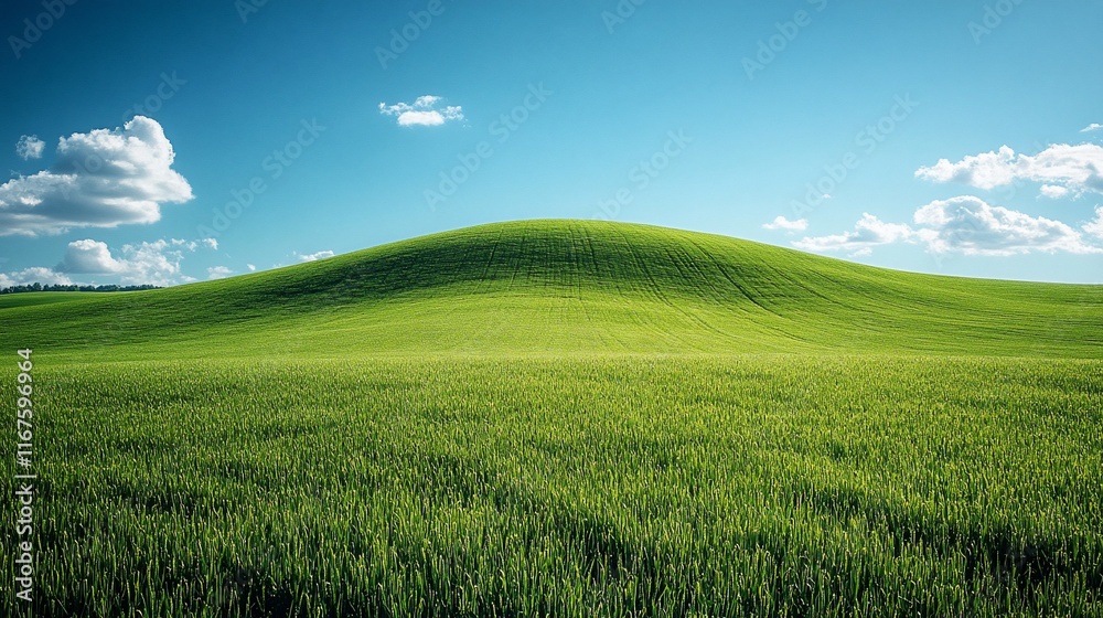 Fototapeta premium Rolling Green Hill Under a Blue Sky