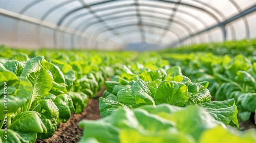 Lush Green Vegetables in a Serene Agricultural Environment Lush Green Vegetables in a Serene Agricultural Environment