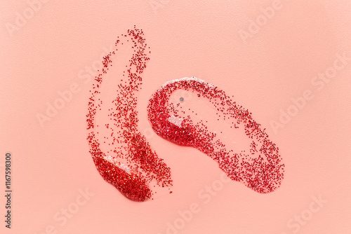 Red glitter gel swatches on...
