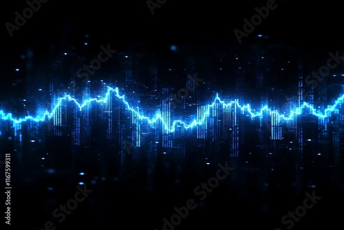 Glowing Blue Data Waveform Background