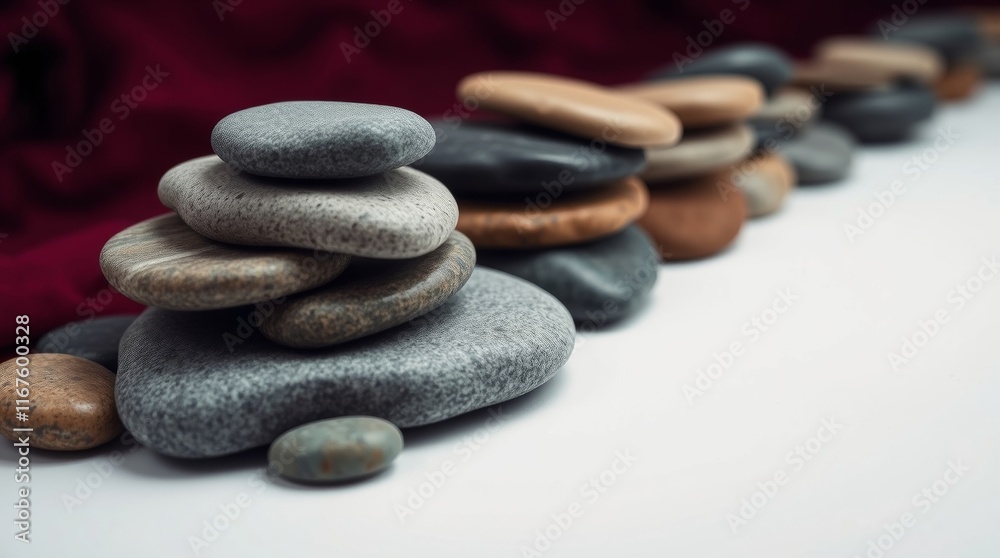 Stacked polished stones on white background Stacked polished stones on white background