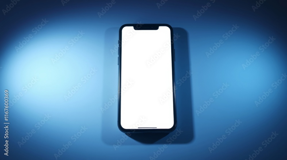 Smartphone on blue background with blank screen Smartphone on blue background with blank screen