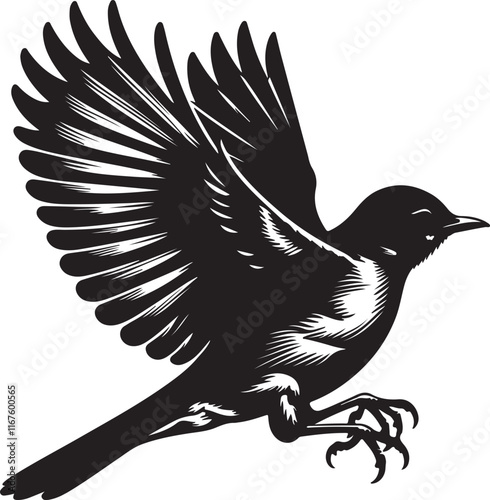  American Robin bird silhouette vector art illustration. American robin bird species vector design.