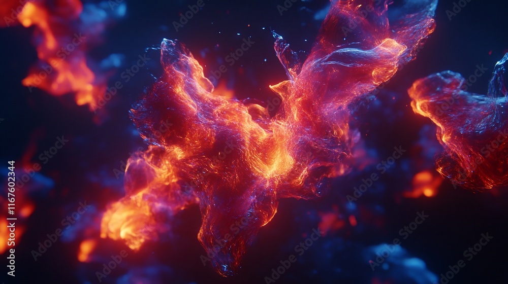 Fototapeta premium Abstract fiery and icy swirls.