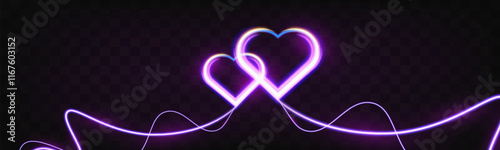 Glowing neon heart with vibrant pink and blue lights on background. Perfect for romantic, modern, or decorative design.