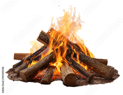 Fire camping isolated on white background, cutout 