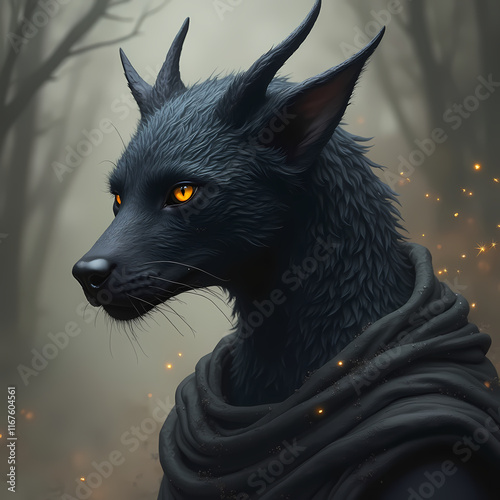 Fantasy Wolf Portrait: Ideal for fantasy art, animal themes, or projects needing a touch of the wild.

 photo