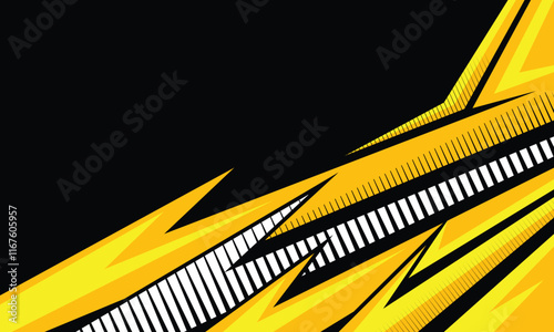 Yellow geometric stripes racing background for car wrap vinyl sticker