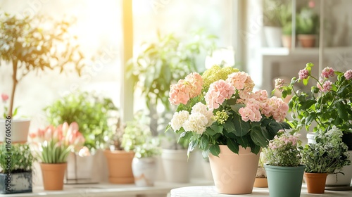 Wallpaper Mural A photostock image of a couple decorating their home with fresh flowers and potted plants.--ar 16:9 Torontodigital.ca