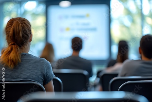 Wallpaper Mural Bright Room Workshop People Listening to Presentation on Screen Torontodigital.ca