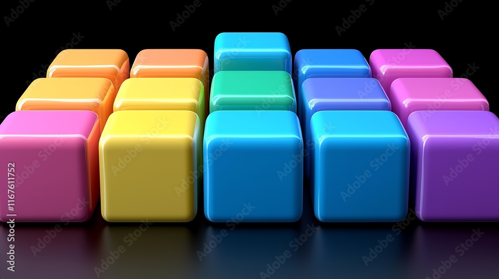 Colorful Cubes Arranged In A Rainbow Pattern Colorful Cubes Arranged In A Rainbow Pattern