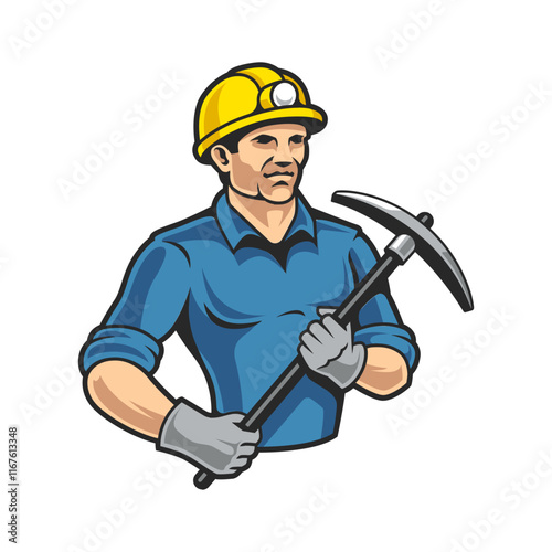 coal miner with pick ax vector illustration