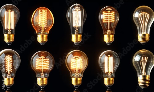 Collection of Vintage Edison Light Bulbs: A Showcase of Antique Lighting Designs photo