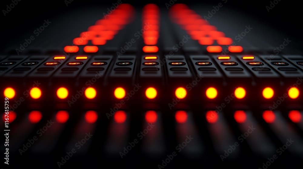 Illuminated Server Racks Displaying Red Lights Illuminated Server Racks Displaying Red Lights