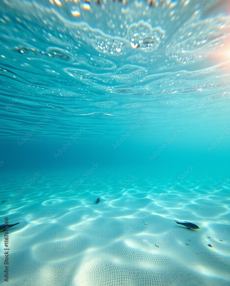 Tranquil Underwater Scene with Crystal Clear Water and Soft Sand Bottom