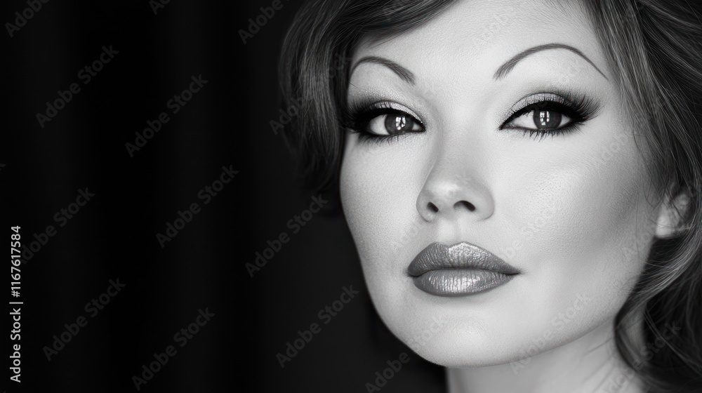 Fototapeta premium Monochrome Elegance: A Stunning Black and White Portrait of a Woman