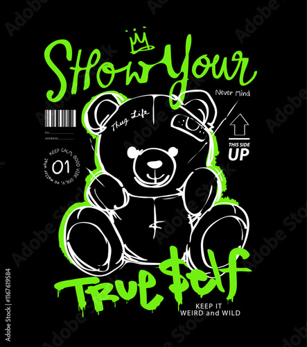 man made slogan with denim clothes and sneaker vector illustration on black background