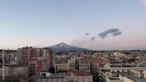 Mount Etna and city at foot. Catania, Sicily, Italy