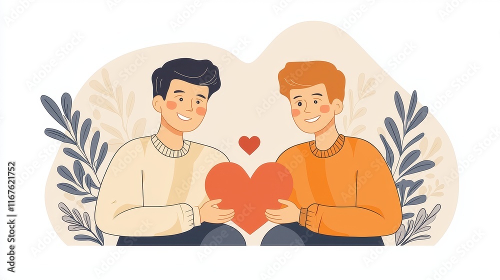 Two Men Sharing a Heart in a Loving and Joyful Encounter Two Men Sharing a Heart in a Loving and Joyful Encounter