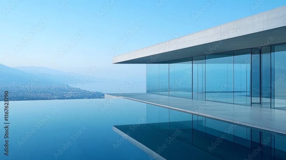 Fototapeta premium Tranquil Reflection in Modern Landscape Design