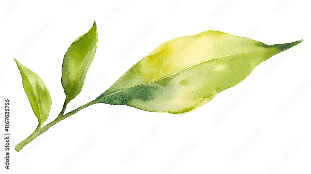 Obraz premium Tea leaves watercolor illustration on a white background