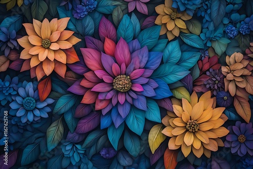 bright floral mandala with vibrant petals and intricate details 