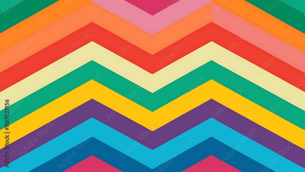 Fototapeta premium Bright and Playful Rainbow Chevron Design for Kids and Vibrant Decor