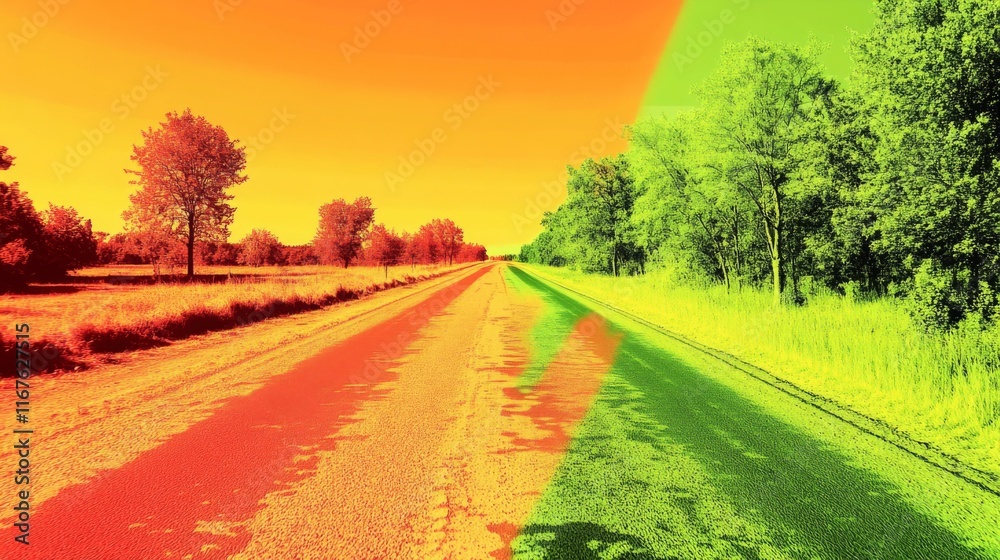 Fototapeta premium Vibrant Road Trip Scene with Natural Background