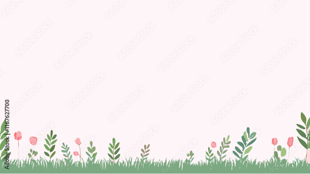 Spring-summer themed floral minimalistic design, drawn in soft pink colors, vector background Spring-summer themed floral minimalistic design, drawn in soft pink colors, vector background