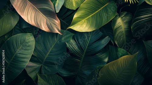 Tropical leaves pattern background. photo