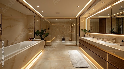 Luxurious Modern Bathroom Interior Design With Elegant Fixtures photo