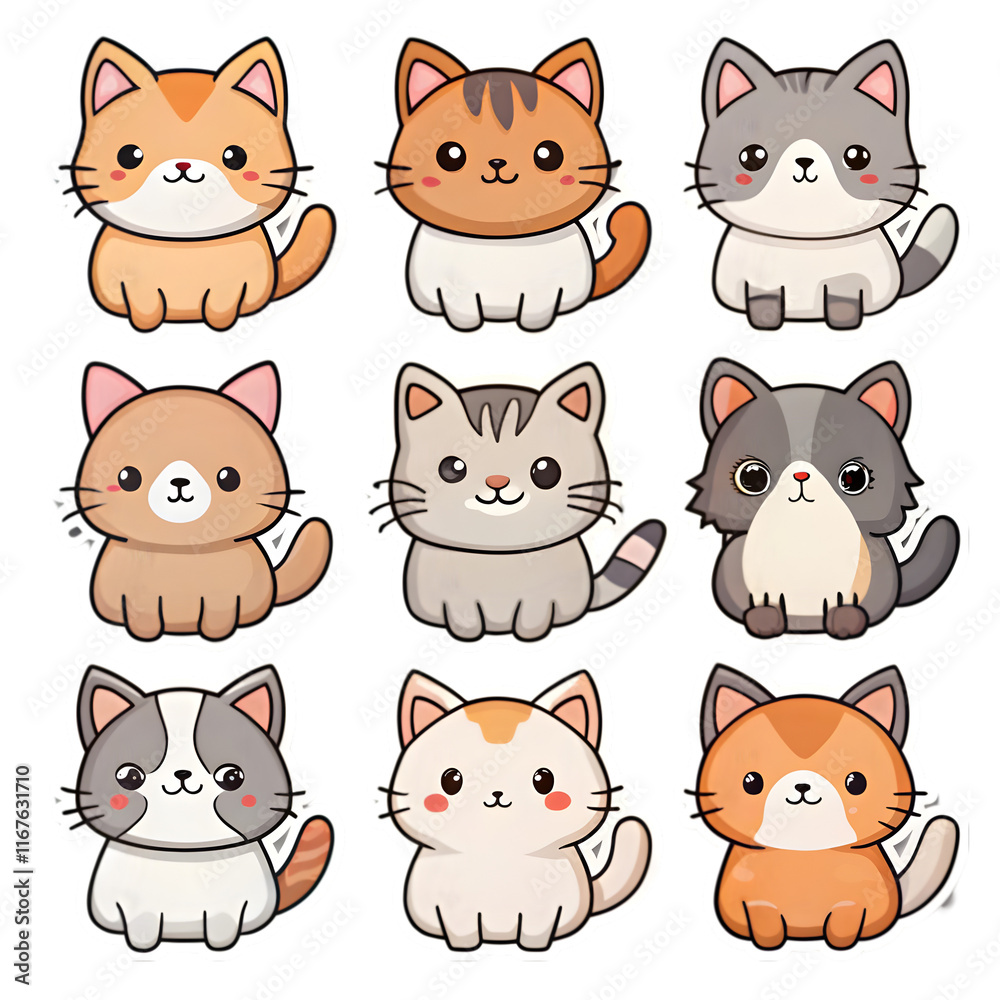 Fototapeta premium set of cats isolated on transparent background