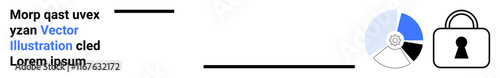Data analysis with pie chart, security lock symbolizing data protection. Ideal for cybersecurity, data privacy, secure information, online safety, IT solutions, encryption, and secure transactions