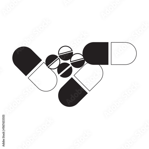 Set of pills and capsules illustration