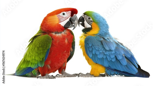 Colorful parrots interacting natural habitat wildlife photography studio setting close-up animal behavior