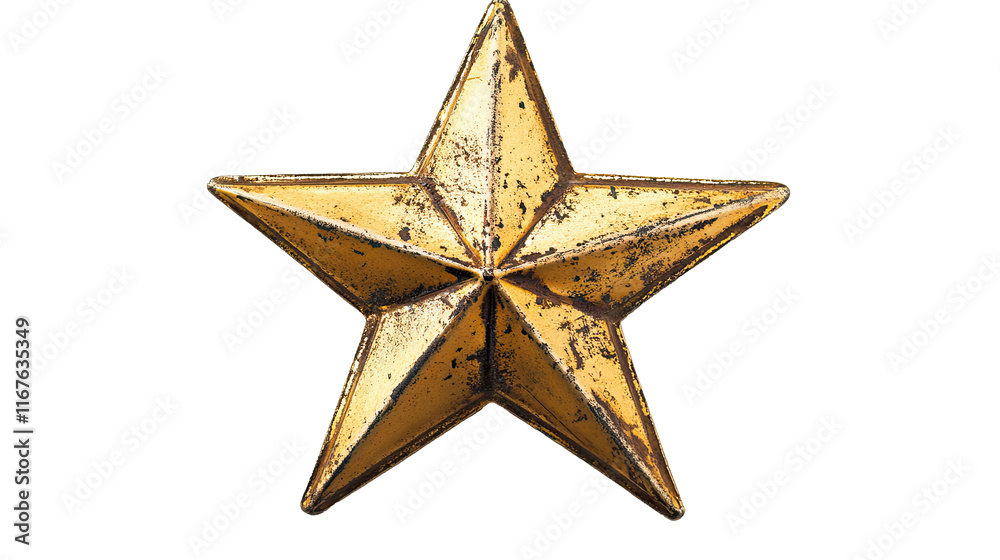 Fototapeta premium Gold star isolated on white transparent background