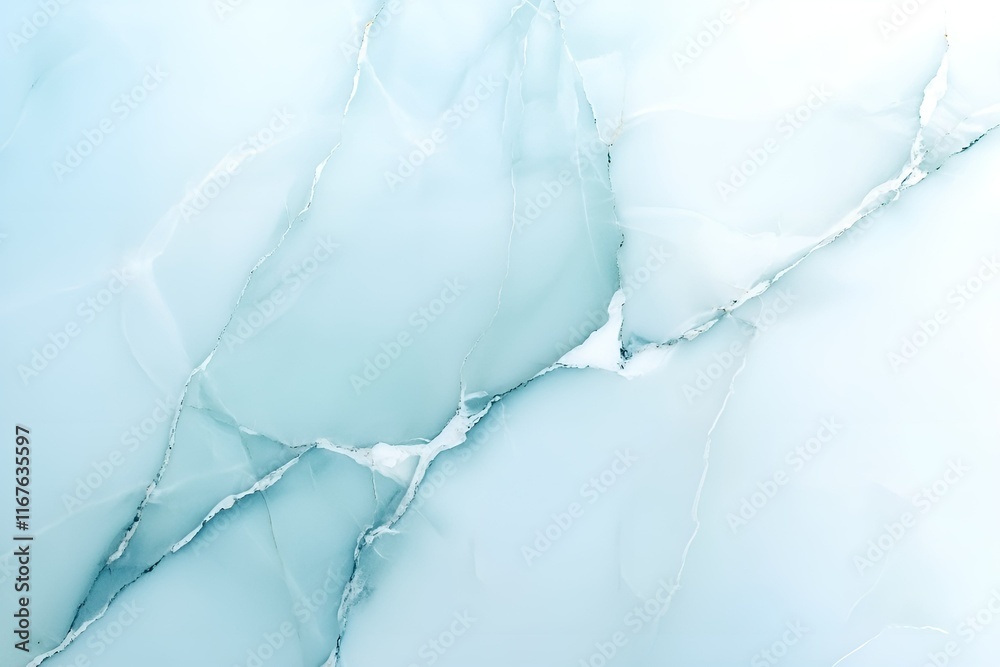 Fototapeta premium A minimalist abstract design of a light blue marble surface with subtle white veins, creating a calm and sophisticated aesthetic. The smooth texture and soft color palette evoke a sense of calm, natur