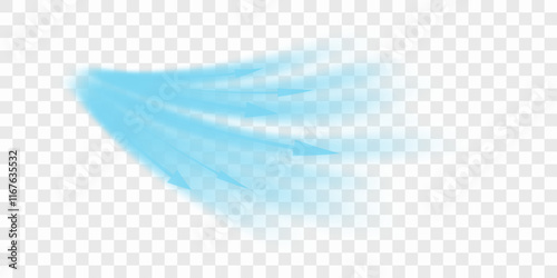 Cold flow from the air conditioner. Propagation of frosty waves with direction. Realistic 3d vector