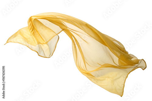 Quadro em tela Yellow silk fabric fluttering in the wind isolated on the transparent background