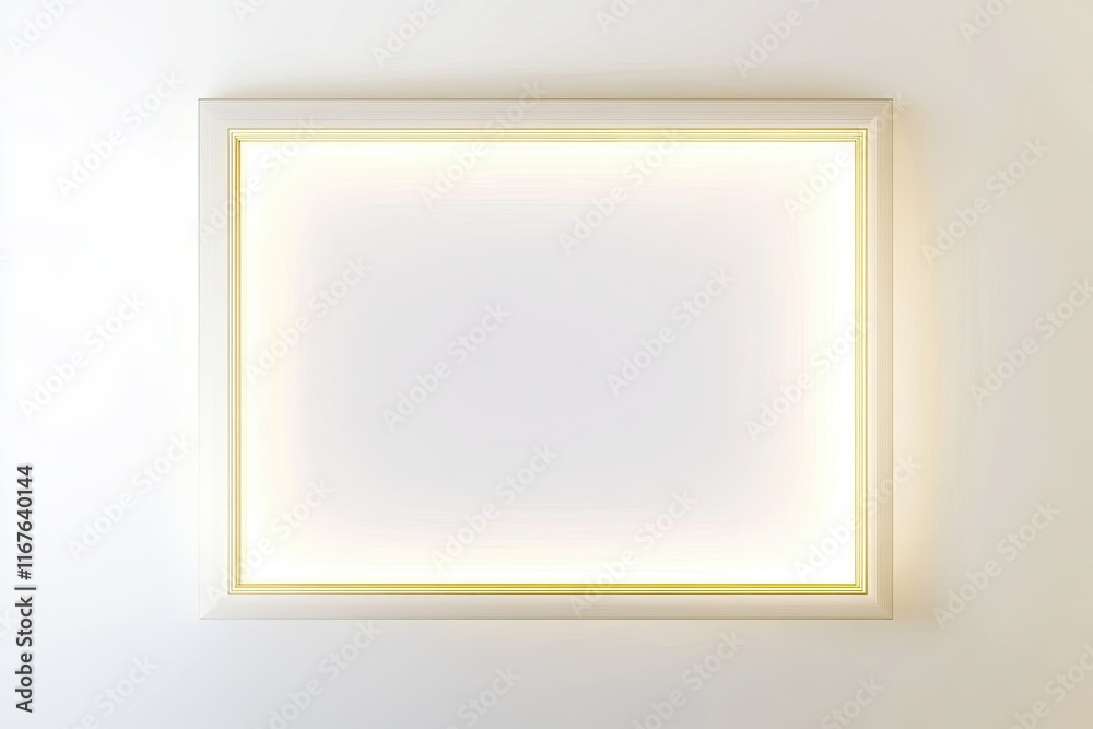 Minimalistic blank frame with a gold border on a white marble background. Invitations or announcements, copy space Minimalistic blank frame with a gold border on a white marble background. Invitations or announcements, copy space